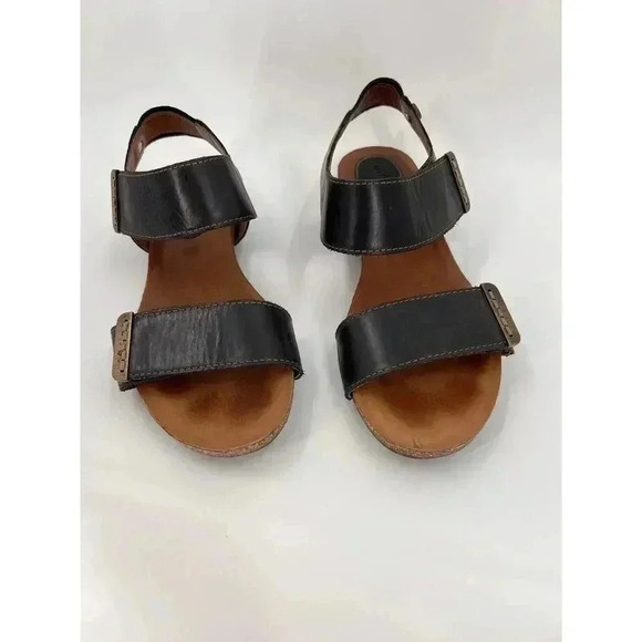 Bussola Black Maynila Flat Adjustable Sandals Leather Women's EU 39 US 8 EUC - Picture 3 of 12